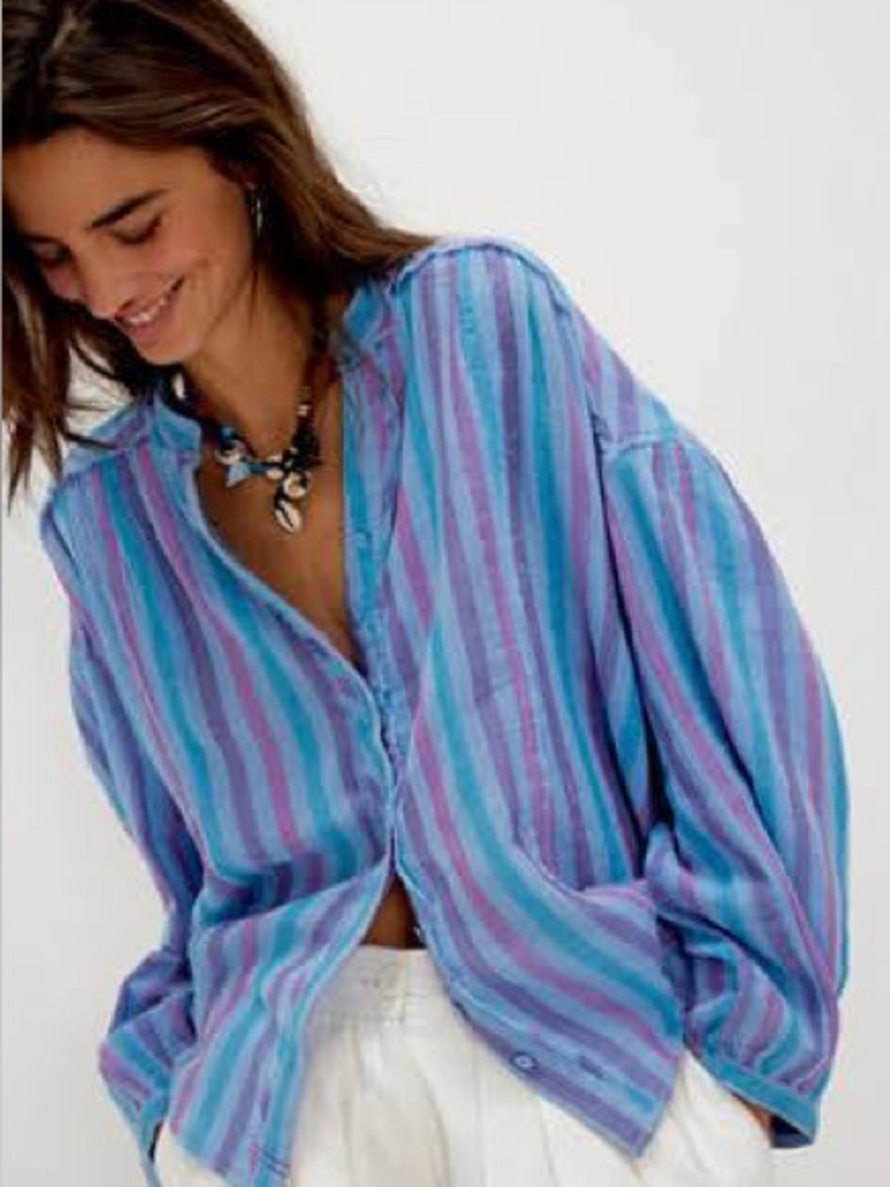 We The Free Valley Double Cloth Striped Shirt size L